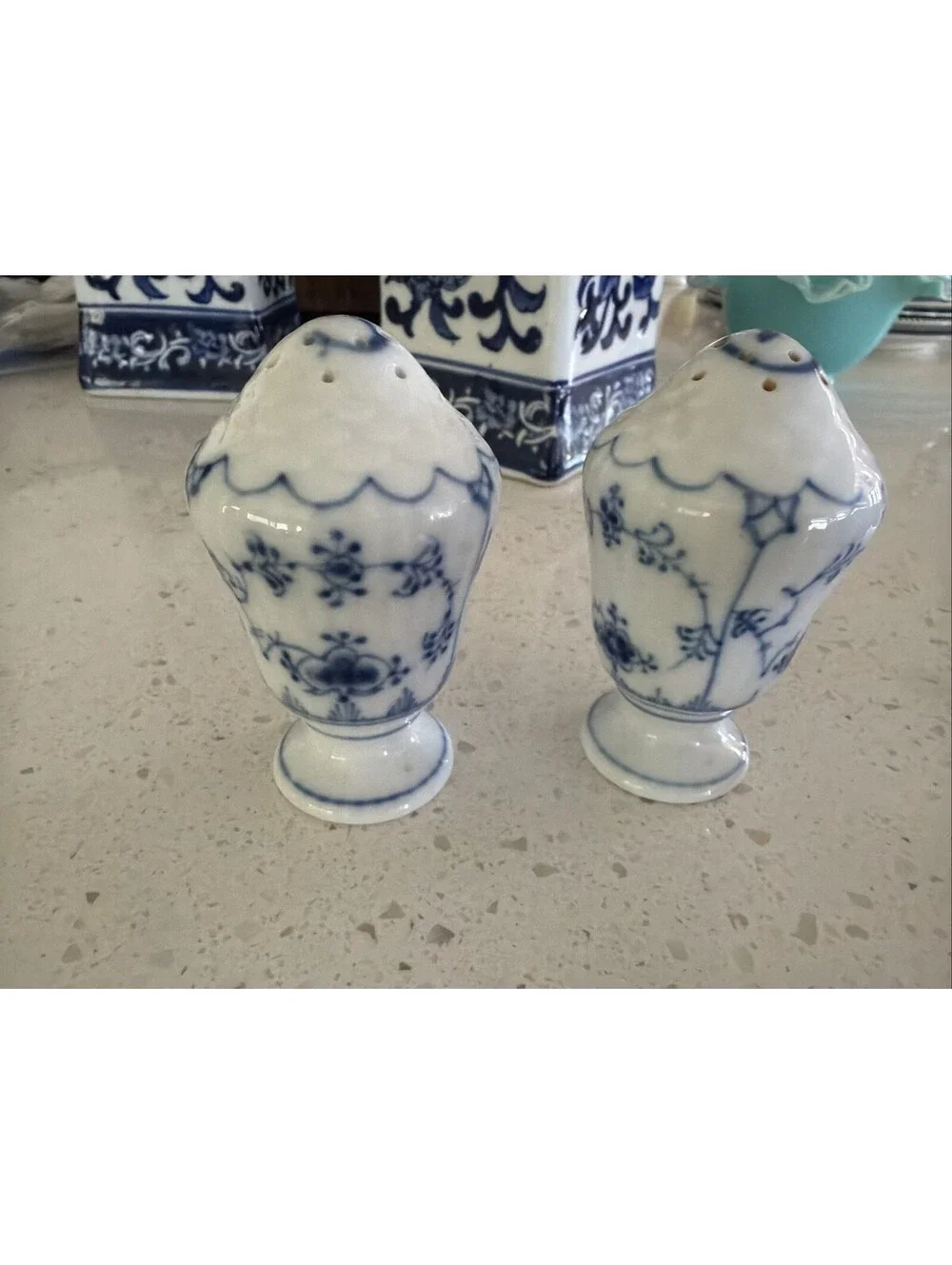 Royal Copenhagen Blue Fluted Plain Salt & Pepper Shakers #531 #541 Denmark